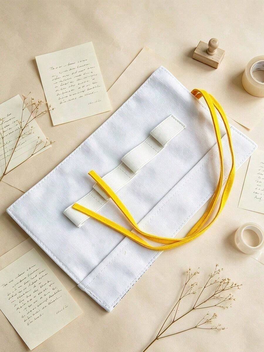 L'Occitane Colorful Town Print Roll-Up Makeup Bag Drawstring Fabric Cosmetic Storage Pouch Multi-Compartment Travel Toiletry Bag Portable Beauty Organizer Women Holiday Birthday Gift LOCCITANE-GIFT-73 - White + Yellow + Blue - View 1