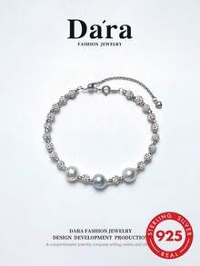 DARA Sea Akoya Pearl Bracelet S925 Silver 7-8mm Pearls Adjustable Pull-Style Versatile For Daily Commute - Heart - View 7