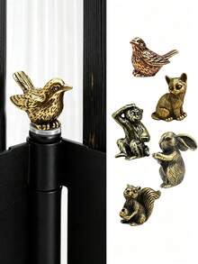 Hinge Head Decorative Toppers - Brass Sparrow, Rabbit, Squirrel, Cat And Monkey Magnetic Door Hinge Toppers, Animal Lover Home Decor Gift - New Model - View 1