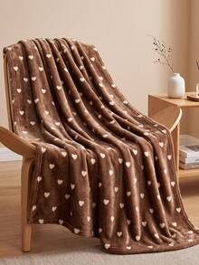1件心形印花法蘭絨毯，單面印花，柔軟輕盈，卡通圖案，舒適易打理，多用途毯，適用於臥室、沙發、書房和宿舍，房間裝飾，秋季家居裝飾，理想秋季禮物，完美生日禮物 - 彩色 - 查看 8