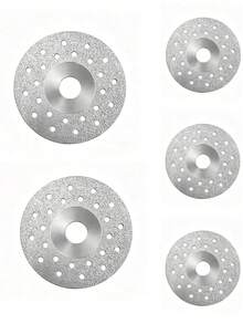 5pcs Gray Perforated Diamond Grinding Wheels, Angle Grinder Polishing Pads, Stone Jade Marble Polishing Grinding Tools Accessories - 5 Pieces - View 2