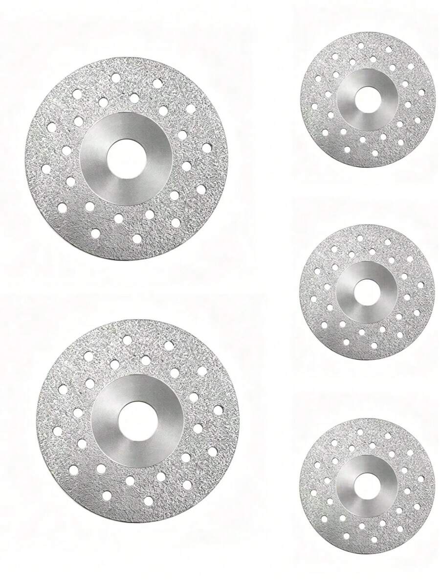 5pcs Gray Perforated Diamond Grinding Wheels, Angle Grinder Polishing Pads, Stone Jade Marble Polishing Grinding Tools Accessories