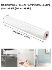 1 Roll Electrostatic Wall Film, Transparent And Non-Damaging To Walls, Waterproof And Moisture-Proof, Electrostatic Adsorption Wallpaper, Wall Protection Film, Suitable For Protecting Walls, Kitchen Anti-Splash Protection Film - A - View 4