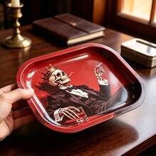 Cabin puff 1pc Gothic Dark Style Crown Skull Gentleman Rolling Tray, Excellent Rolling Tool, Ideal Holiday Gift - Print - View 4