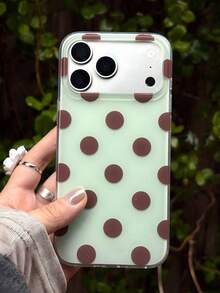Minimalist Polka Dot Mint Green Soft Phone Case, Compatible With IPhone 17 16 15 14 13 Pro Max, Summer Style Anti-Drop Lightweight Phone Case, Pink Phone Case - Mint Green - View 2