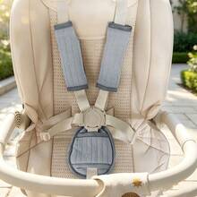 3Pcs Baby Stroller Shoulder Strap Pads, Children's Stroller & High Chair Safety Belt Protectors, Knitted Soft Breathable Baby Shoulder & Crotch Guards - As Shown - View 2