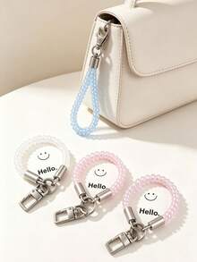 Macaron Color Pearlescent Elastic Phone Lanyard, Anti-Loss Elastic Wrist Strap, Universal Keychain Bag Pendant, Portable Decorative Chain, DIY Compatible With Dolls, Suitable For Phone/Bag/Cup/Key - Pearlescent Style - View 10