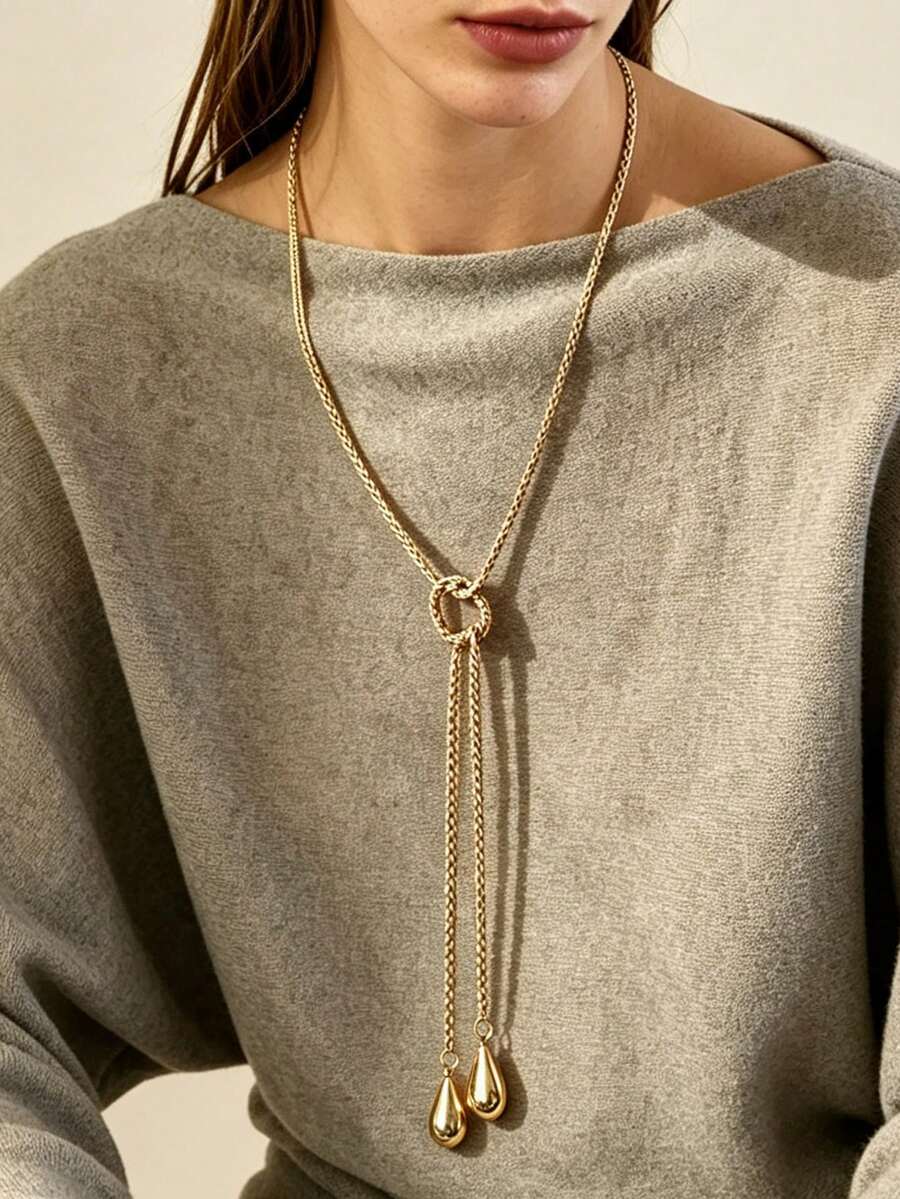 1pc Fashionable Luxury Niche Design Long Minimalist Chain Creative Personalized Multi-Layered Necklace Versatile For Women - Minimalist Chain Necklace - View 1