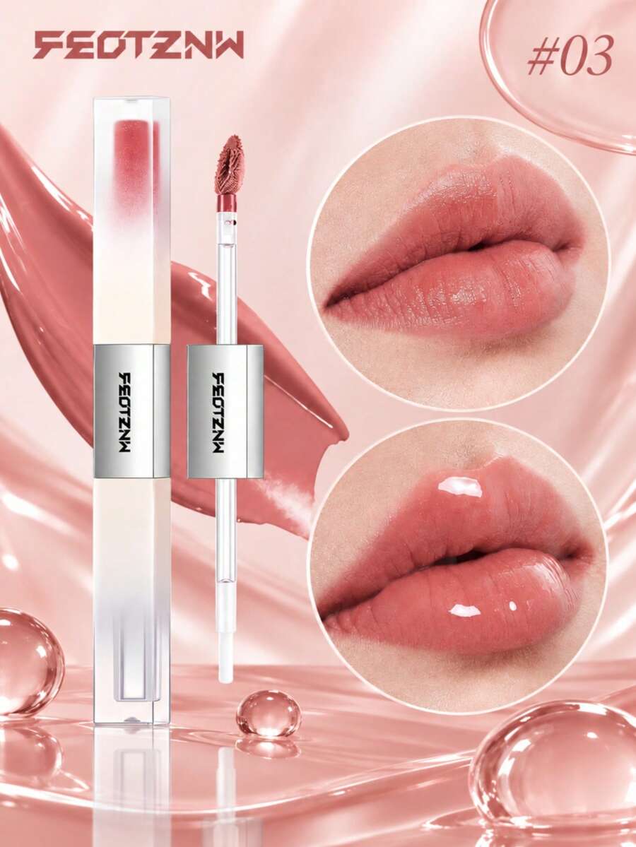 FEOTZNW Lipstik Cair Dua Ujung - Mengkilap & Matte Beludru, Tahan Lama, Anti Luntur dan Anti Transfer, Hadiah Sempurna untuk Wanita - 03 - nomor 03 - View 1