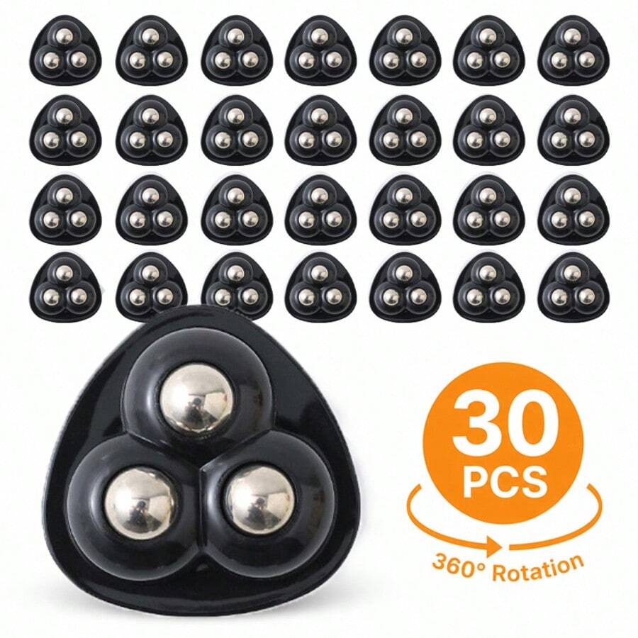 30PCS Self Adhesive Mini Caster Wheels, 360° Rotating Furniture Rollers, Heavy Duty Universal Moving Wheels For Storage Boxes, Cabinets And Household Items - 30PCS Black - View 1