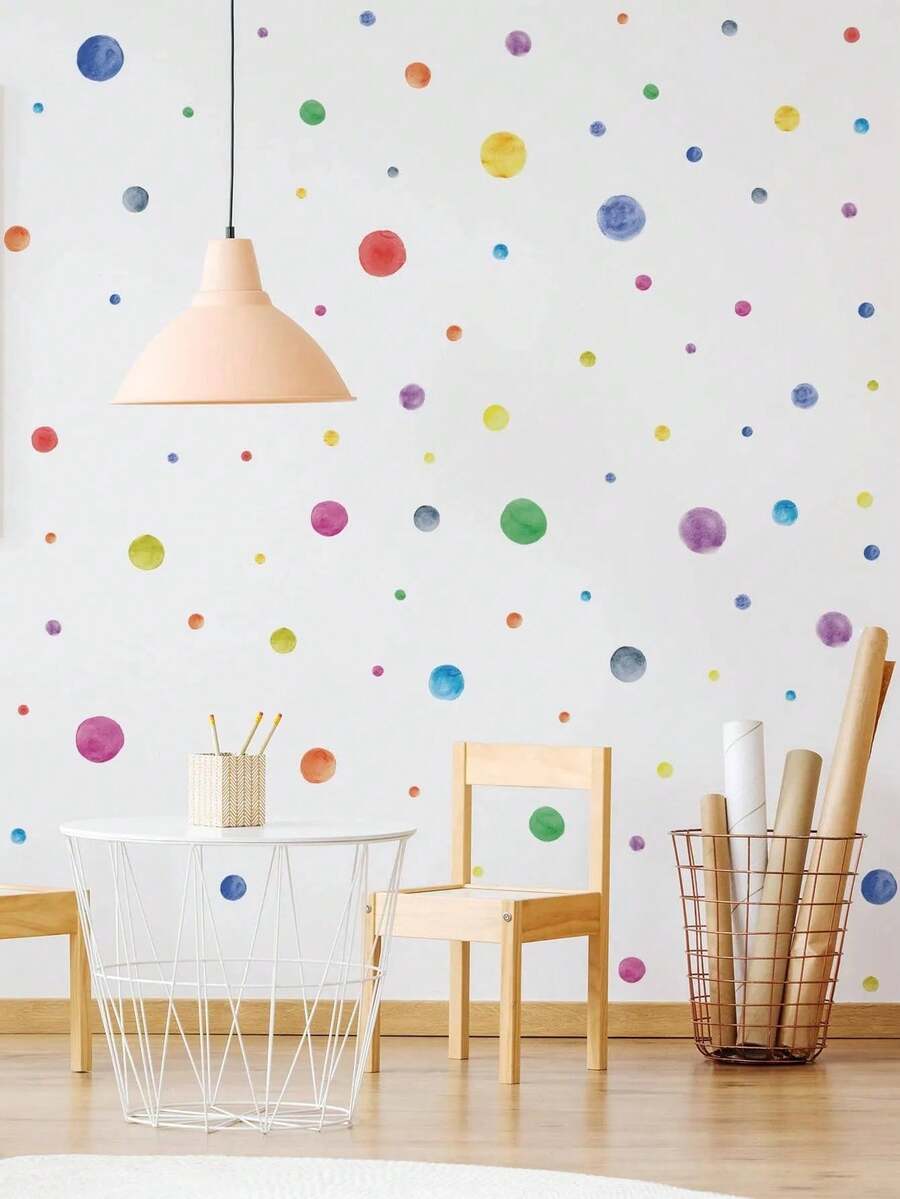 4pcs PVC Wall Stickers, Modern Polka Dot Pattern Wall Decals, Stickers, Home Decor, Spring Decoration Project Refresh Your Home, Holiday Decoration Stickers Gift Birthday Graduation - Multicolor - View 1