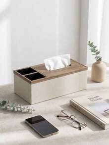 Tempat Tisu, Penutup Kotak Tisu Persegi Panjang, Cocok untuk Serbet, Kotak Penyimpanan Tisu Persegi Panjang, Cocok untuk Kamar Mandi, Rumah, Kantor, Warna Krem - Krem - View 6
