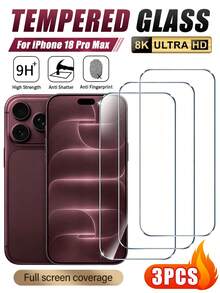 3 عبوات [2026 جديد] واقي شاشة زجاجي مقسى 9H متوافق مع آيفون Duo/18 PRO/18 Pro Max (6.9 بوصة)، شفاف عالي الدقة، مقاوم للخدش، مقاوم للبصمات، مقاوم للكسر، خالي من الفقاعات، سهل التركيب، متوافق مع الحافظات، هدية عيد ميلاد للأصدقاء والعائلة - شفاف - مشاهدة 1