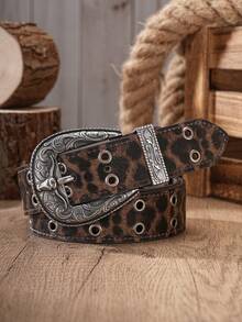 1pc Men's Belt, Vintage Western Buckle, PU Leather Strap, Embossed, Contrast Color Design, Cargo Style Style, Suitable For Daily Casual Or Pairing With Jeans - BH1242 - View 7