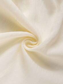 Fashion Plus Size Women's Button Front Rolled Sleeve Shirt, Drawstring Hem, Regular Length Fabric Top - Apricot - View 4