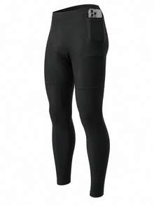Men's Bike Pants With 3D Padding, Lightweight Breathable Cycling Tights With Side Pocket And Zipper Pocket - Black - View 2