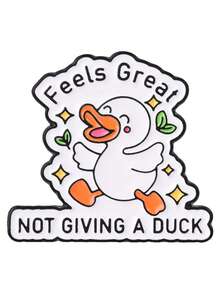QIHOO 1PC Cute Cartoon Duck Enamel Pin Funny Slogan Brooch Clothing Backpack Accessory Gift - Multicolor - View 11