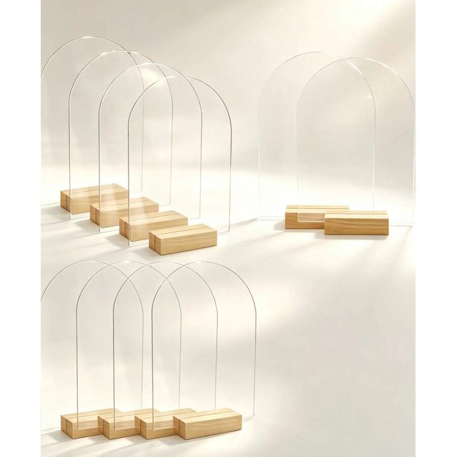 20pcs/10sets Transparent Arch Acrylic Cards With Base, Wedding Party Guest List Seat Cards, Blank Seat Signs Hexagon Acrylic Plates, Suitable For Weddings, Banquets, Parties, Offices And Other Occasions.