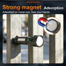 450000LM Ultra Bright 30W LED Flashlight,Long Shot 1000M,Zoomable Long‑Range Torch,Type‑C Rechargeable,Magnetic Base,Side RGB Light,Waterproof 5‑Modes Flashlight For Camping Emergency Outdoor - Black - View 8