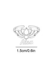 Customized Name Toe Ring For Women, Stainless Steel Cursive Letter Adjustable Toe Ring, Personalized Bohemian Style Summer Beach Jewelry, Birthday Holiday Gift, Graduation Season Gift For Girlfriend - Silver 1 - View 7