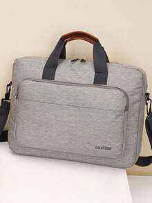 Minimalist Business Laptop Bag With Air Cushion, Large Capacity, Multi-Compartment Commuter Briefcase, Handheld, One Shoulder, Crossbody Bag - Grey - View 13