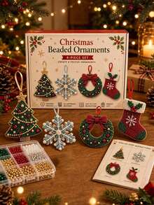 Christmas Bead Stringing Kit Set, Containing An Instruction Manual And A Set Of Handmade Materials. The Handmade Kit Is Suitable For Adults, Family Collaboration, Christmas Gifts, And Home Decorative Handcrafting. Handcrafting Set. - Sets - View 15