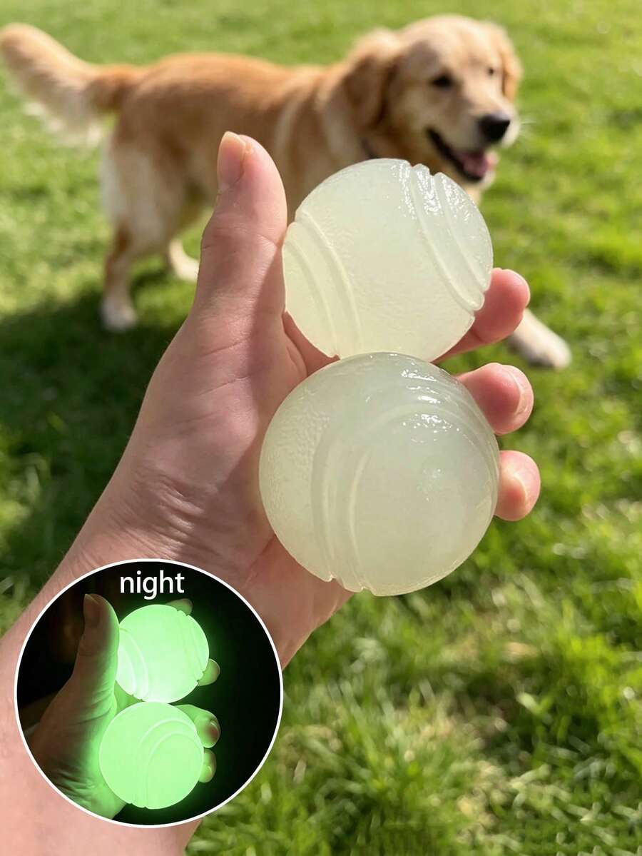 Glow-In-The-Dark Elastic Ball, Pet Dog Chew Ball, Durable Chew Toy Ball, Suitable For Large, Medium And Small Dogs Training And Entertainment (This Product Is An Elastic Ball, Not Self-Illuminating. Includes 3 Different Sizes Of Glow-In-The-Dark Dog Balls, Ranging From 3cm To 7cm, Not Easily Damaged, Made Of High Elasticity Rubber Material, Can Glow, Suitable For Teeth Training, It Is An Interactive Spherical Chew Toy, Suitable For Small, Medium And Large Dogs)