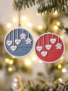 Personalized Family Christmas Decor | Customized Name Christmas Tree Ornament | 1-5 Names Wooden Holiday Keepsake | Family Christmas Gift - Multicolor - View 2