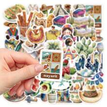 50 Graffiti Handbooks Stickers Middle Eastern Art Style Matte Stickers Suitable For Laptops And Mobile Phones, Guitars, Water Bottles, Cars, Bicycle Bags, Scrapbooks, Vinyl Decorative Stickers On Musical Instruments, Perfect Party Gifts - Multicolor - View 4