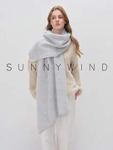 1pc Women's Solid Color Polyester Fashion Soft Knit Scarf For Daily Use - White Ash - View 8