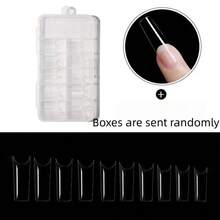 100pcs Transparent Square Double Layer False Nail Molds Full Cover Quick Building Nail Extension Molds Upper Nail Molds - Multicolor - View 7