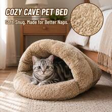 1pc Autumn/Winter Warm Slipper-Style Cat Bed, Semi-Enclosed Windproof Cave, One-Piece Thickened Insulated Cat Bed, All-Season Sleeping Pad For Cats And Dogs - Multicolor - View 1