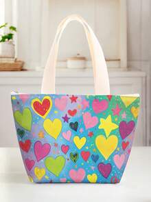 1Pc Pink Butterfly Love All-Over Print Lunch Tote Bag With Aluminum Foil Lining,Zipper Closure Insulated Cooler Handbag For Work School Picnic - Multicolor - View 14