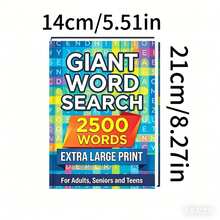 1 A5 Word Search Notebook, Suitable For Adults, Seniors, And Teens, Contains 2,500 Words, Large Print Spiral-Bound Puzzle Book, Brain Training Activity Planner - Blue - View 5
