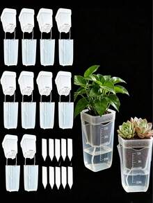 Automatic Watering Transparent Flower Pot Set, Small Indoor Flower Pot With Water Level Indicator - Multicolor - View 5