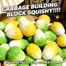 1pc Crunchy Squishy Cabbage Fidget Toy, Handmade ASMR Cabbage Squishy With Building Block Clay Filling, Crisp Rustling Sound Stress Relief Fingertip Toy, Perfect Gift For Party Holiday - Multicolor - View 2