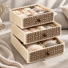 Underwear Storage Box & Socks Storage Box, Divided Drawer Storage Box, Stackable Storage Box, Vintage Closet Storage Box, Suitable For Women - Multicolor - View 6