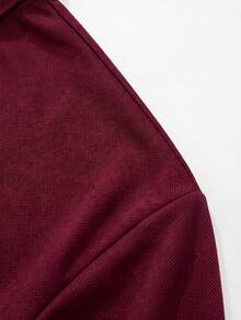 Men's Long Sleeve Fashion Minimalist Solid Color Henley Collar Casual Polo Shirt For Daily Commute - Burgundy - View 4