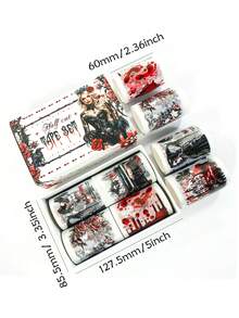 4 Rolls/Box Pre-Cut Dark Gothic Halloween Themed Washi Tape Set, Matte PET Sticker Rolls, Scrapbooking DIY Manual Craft Materials - Raven Night - View 2