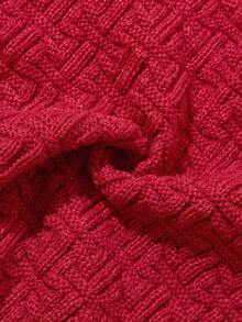 1pc Baby Knitted Blanket With Cross Pattern, Soft & Fashionable Throw Blanket For Daily Use - Red - View 2