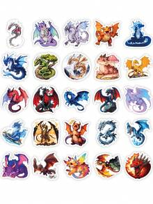 50Pcs Cute & Fierce Dragon Vinyl Stickers,Waterproof Vinyl Decals,Versatile Decor For Water Bottle,Laptop,Phone Case,Skateboard,Luggage,Journal Scrapbook DIY Project - Multicolor - View 7