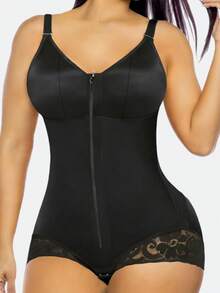 1pc Women's Shapewear, Butt Lift & Tummy Control Jumpsuit, Tight-Fitting Body Shaper, Suitable For Daily Wear - Black - View 3