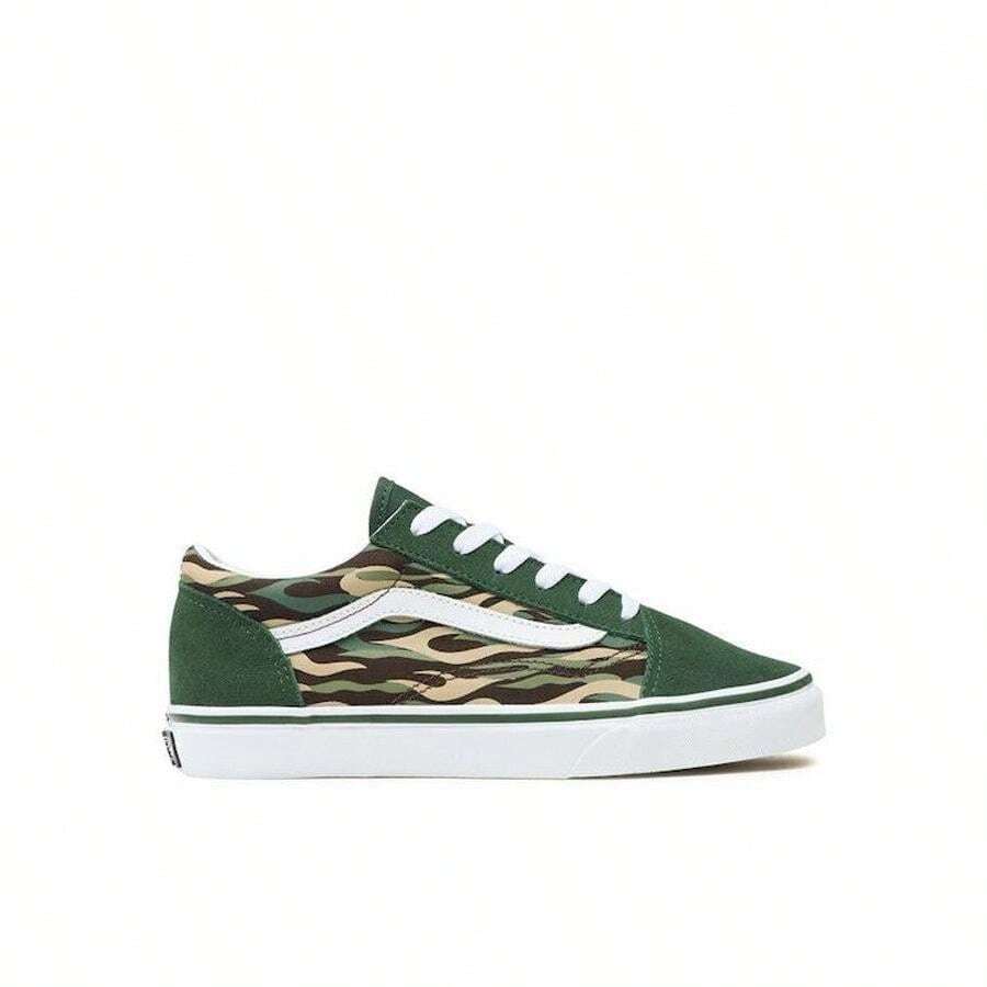 Vans Junior Old Skool Trainers / Green Camo Flame / RRP £50 - Green - View 1