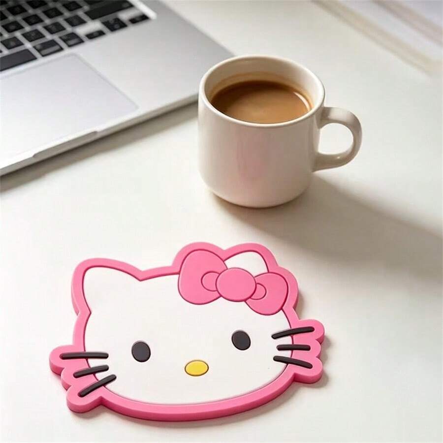 Hasbro 1pc Sanrio Hello Kitty Silicone Coaster, Non-Slip Heat-Resistant, Home & Office Desk Decor, Perfect Holiday Gift - Coaster - View 1