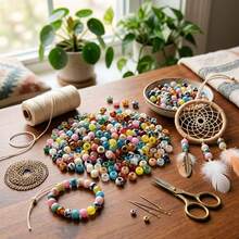 100pcs Handmade DIY Necklace Bracelet Remake Decorative Accessories Loose Beads Bohemian Beige & Macaron Color Tone Style Large Hole Short Beads, With Hole Design, Suitable For DIY Handmade Bracelet, Necklace And Jewelry Making - Macaron Colors - View 4