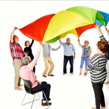 Rainbow Parachute, 6.56ft Long, Random Color, Outdoor Party Activities, Suitable For Cooperative Team Games, Family Team Building. - 2M - View 4