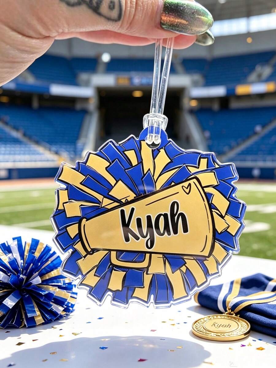 Customized Name Keychain, Personalized Luggage Tag - Backpack, Cheerleading Bag, Sports Team, School Spirit Gifts Customized Name Tag, Acrylic Material Luggage Tag, Personalized, Unique, Customized, Ideal Gift For Him, Ideal Gift For Her - Multicolor - View 1