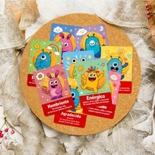 36Pcs Cute Cartoon Monster Spanish Emotion Cards, Colorful Kids Mood Expression Flashcards, Fun Spanish Vocabulary Prompt Cards For Classroom Decor, Parent-Child Interaction, Children Birthday Gift - Multicolor - View 4