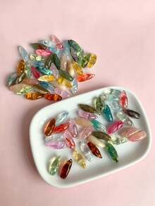 50pcs Colorful Irregular Shaped Loose Beads DIY Handmade Jewelry Accessories Mixed Color Transparent Water Drop Beads For Bracelet Necklace Earring Making Materials - Multicolor - View 5