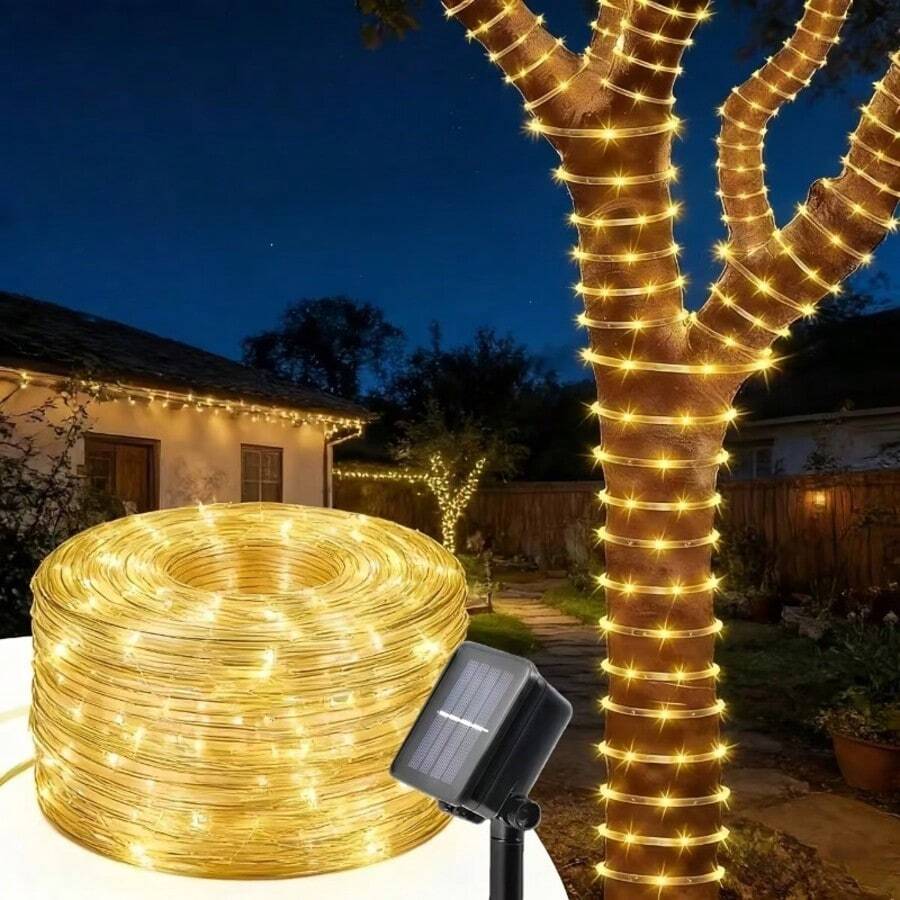 Solar Powered PVC Tube Lights With Soft Warm Tone, Available In 4 Specifications: 7m 50 Lights, 12m 100 Lights, 22m 200 Lights, 32m 300 Lights, Suitable For Various Garden, Tree, Fence Decoration Needs. Flexible PVC Hose Can Be Bent And Wrapped Around Objects Freely, Even When Exposed To Rain And Snow Outdoors, It Can Still Function Normally. - Solar Tube Light - View 1